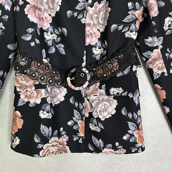 Keepsake Blazer Women Sz 10 Atomic Floral Belted Feminine Academia Spring - Picture 6 of 16